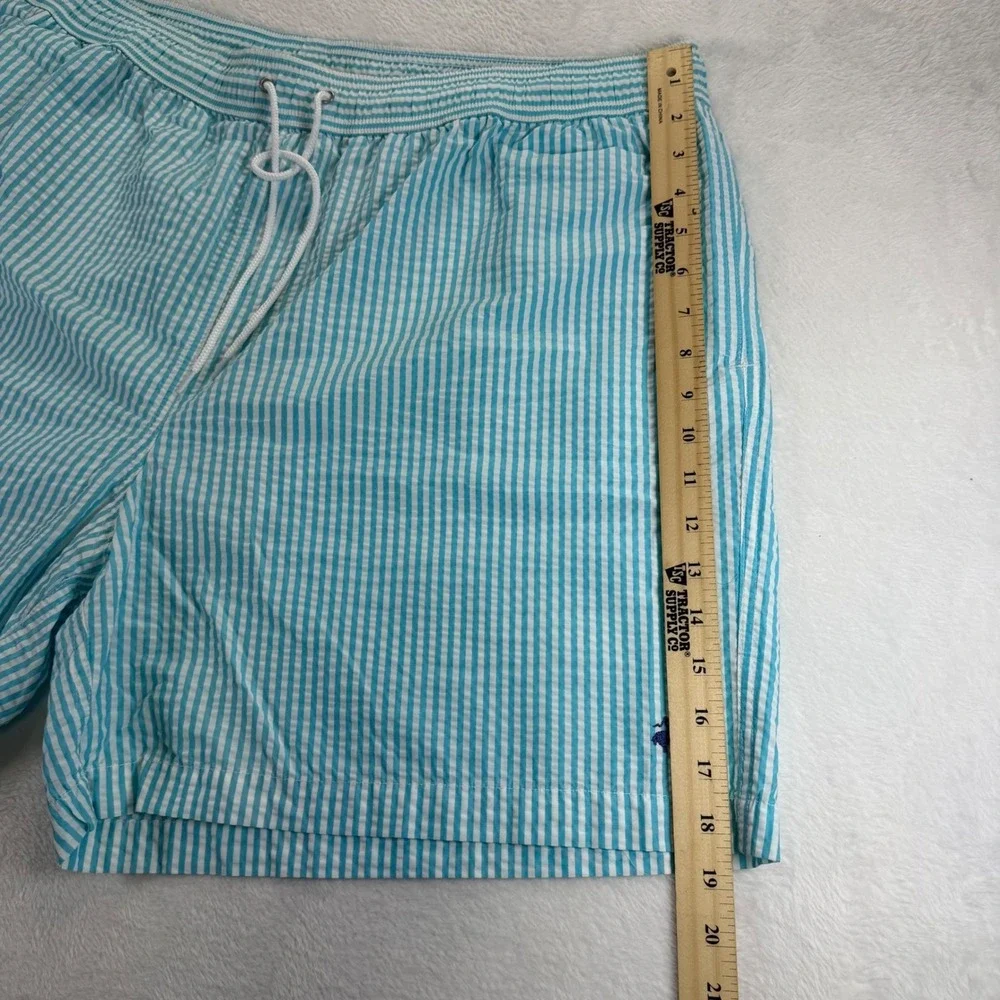 Brooks Brothers 346 Mens XXL Blue White Seersucker Striped Swim Trunks Shorts